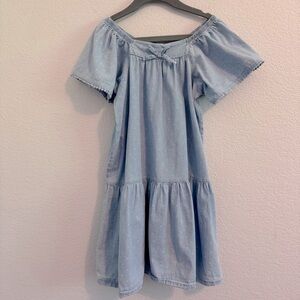 Jessica Simpson Blue Off-Shoulder Flutter Sleeve Sundress